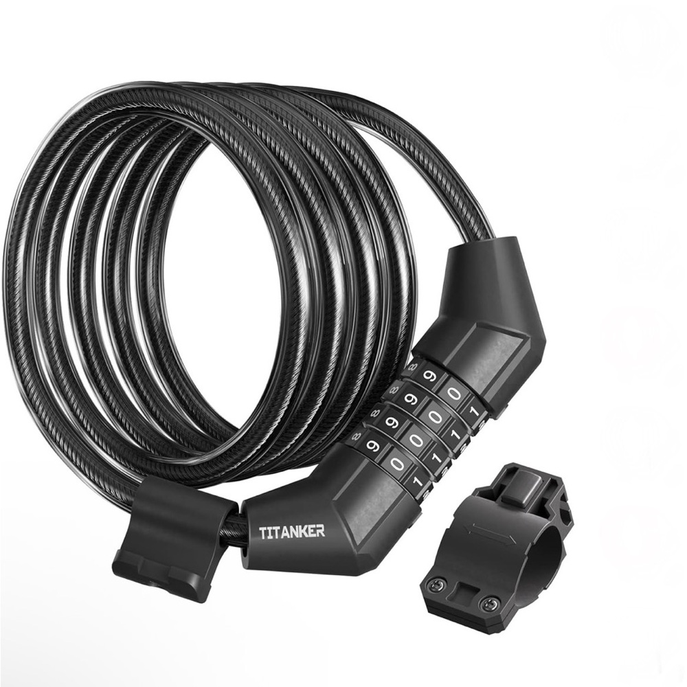 Titanker 4 Feet Combination Lock, Bike Cable Lock And Mounting Bracket